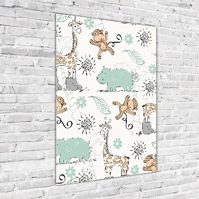 Quadro acrilico verticale Animali dell'Africa