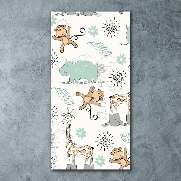 Quadro acrilico verticale Animali dell'Africa