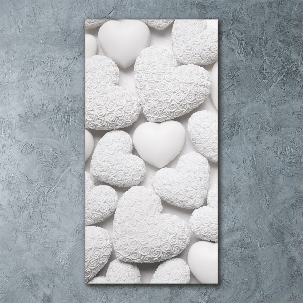 Quadro acrilico verticale Sfondo a forma di cuore bianco