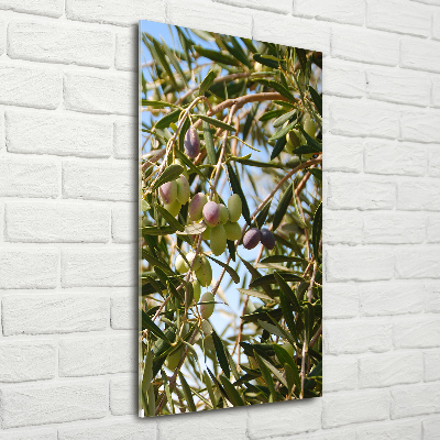 Quadro in vetro acrilico verticale Olive sull'albero