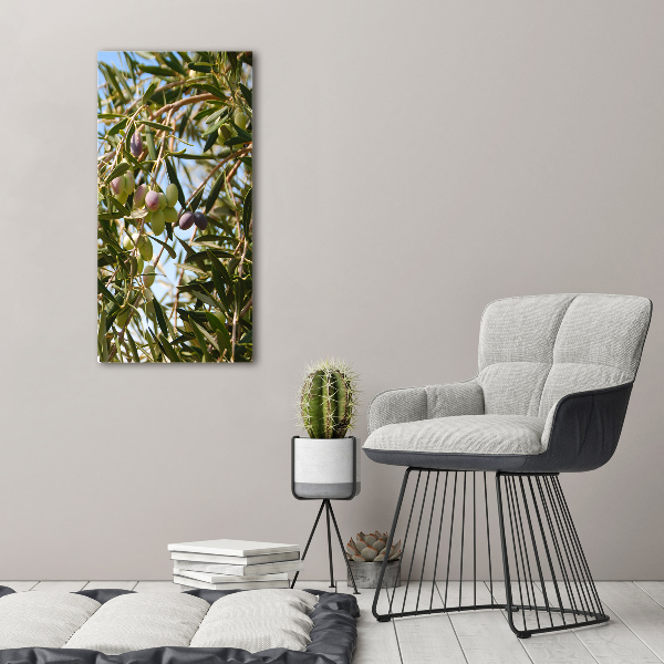 Quadro in vetro acrilico verticale Olive sull'albero