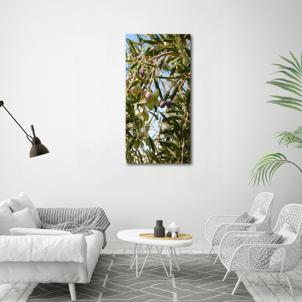 Quadro in vetro acrilico verticale Olive sull'albero