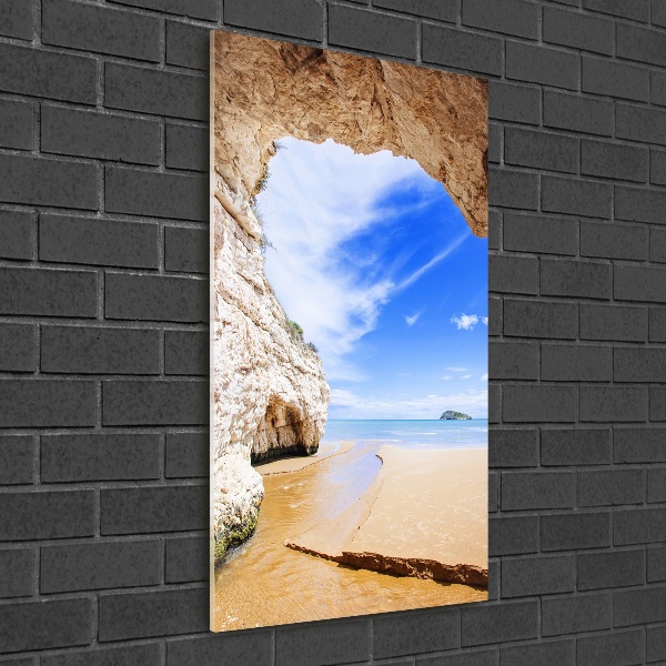 Quadro in vetro acrilico verticale Grotta in riva al mare