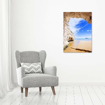 Quadro in vetro acrilico verticale Grotta in riva al mare