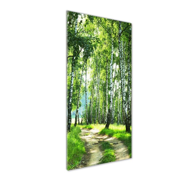 Quadro acrilico verticale Foresta di betulle