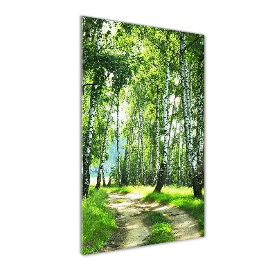 Quadro acrilico verticale Foresta di betulle