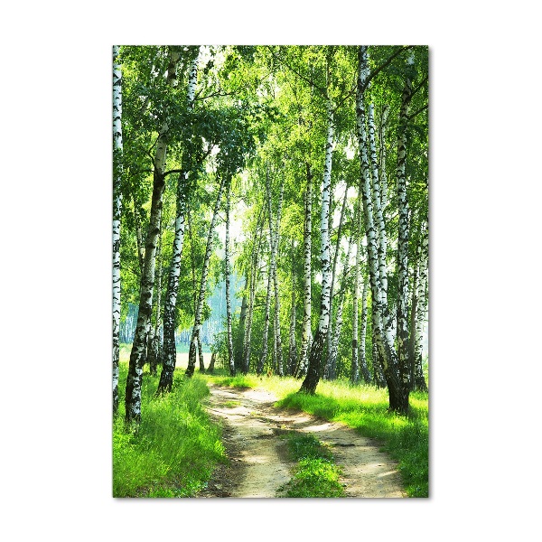 Quadro acrilico verticale Foresta di betulle