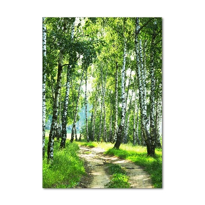 Quadro acrilico verticale Foresta di betulle