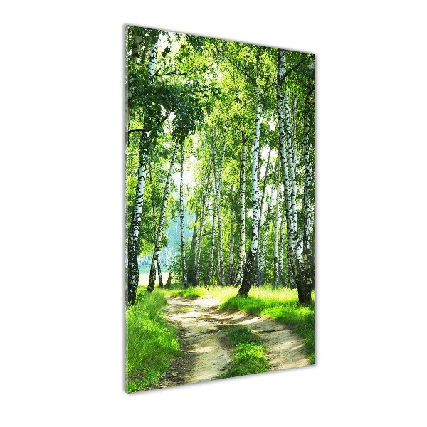 Quadro acrilico verticale Foresta di betulle