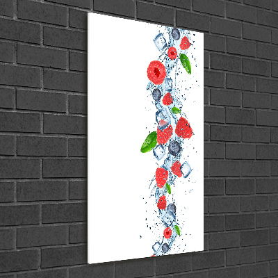 Quadro vetro acrilico verticale Frutti di bosco e ghiaccio