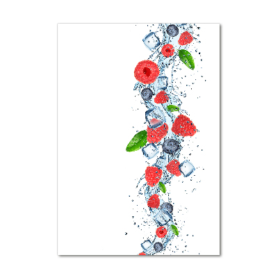 Quadro vetro acrilico verticale Frutti di bosco e ghiaccio