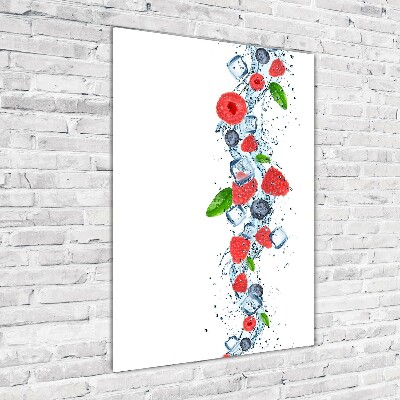Quadro vetro acrilico verticale Frutti di bosco e ghiaccio