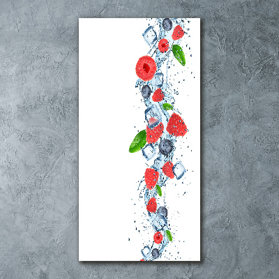 Quadro vetro acrilico verticale Frutti di bosco e ghiaccio