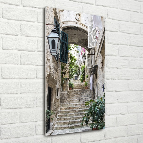 Quadro stampa su vetro acrilico verticale Le strade di Dubrovnik