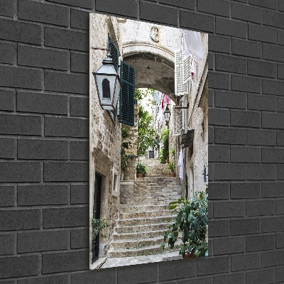 Quadro stampa su vetro acrilico verticale Le strade di Dubrovnik