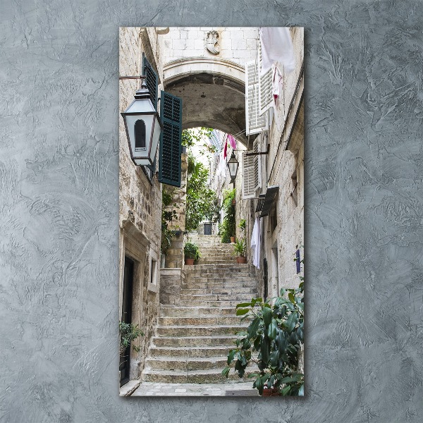 Quadro stampa su vetro acrilico verticale Le strade di Dubrovnik