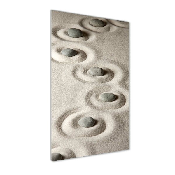 Quadro in vetro acrilico verticale Pietre nella sabbia