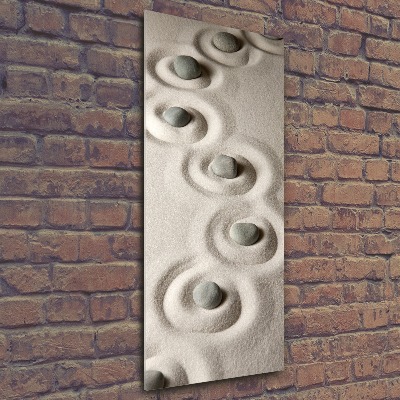 Quadro in vetro acrilico verticale Pietre nella sabbia