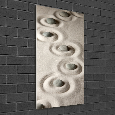 Quadro in vetro acrilico verticale Pietre nella sabbia