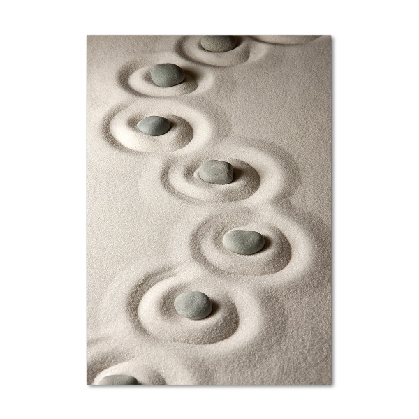 Quadro in vetro acrilico verticale Pietre nella sabbia