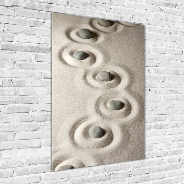 Quadro in vetro acrilico verticale Pietre nella sabbia