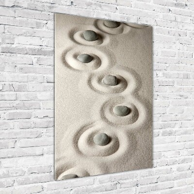 Quadro in vetro acrilico verticale Pietre nella sabbia