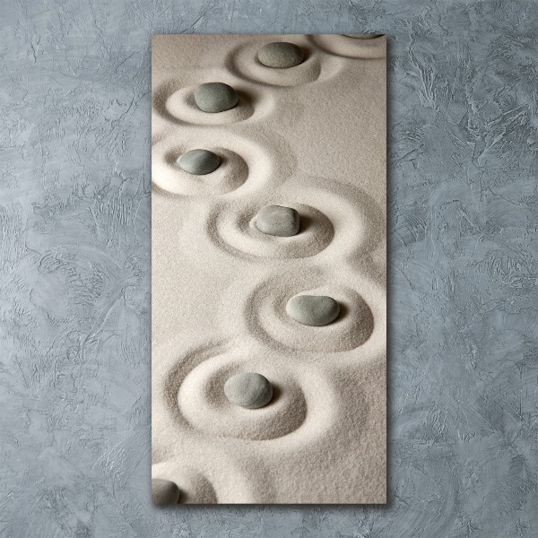 Quadro in vetro acrilico verticale Pietre nella sabbia