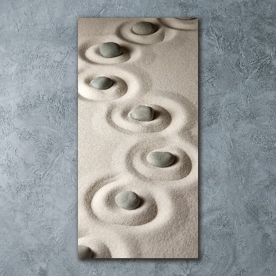 Quadro in vetro acrilico verticale Pietre nella sabbia