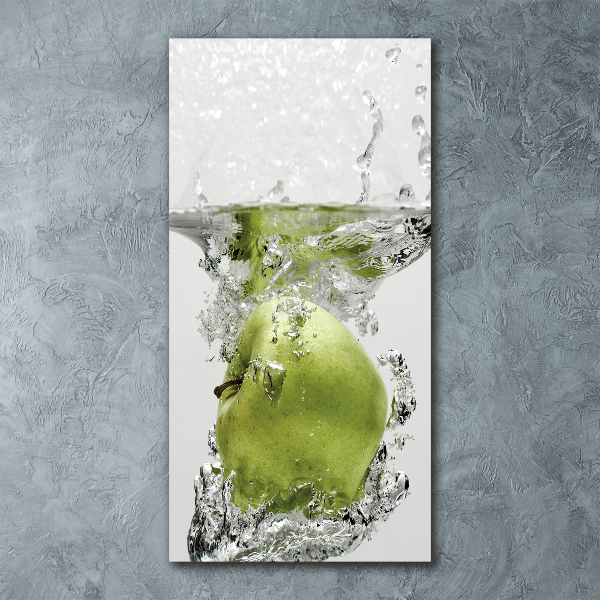 Quadro vetro acrilico verticale Una mela sott'acqua