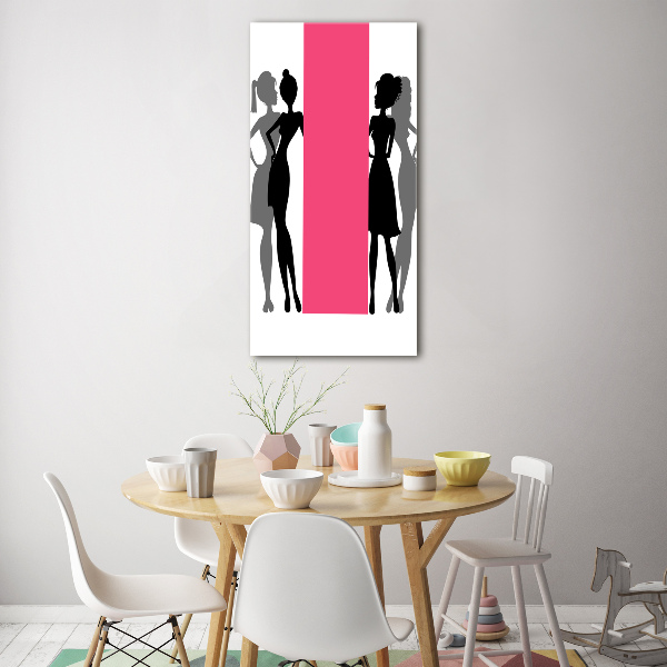 Quadro stampa su vetro acrilico verticale Silhouette femminili