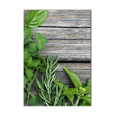 Quadro acrilico verticale Erbe aromatiche su legno