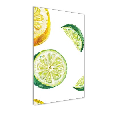 Quadro stampa su vetro acrilico verticale Lime e limoni