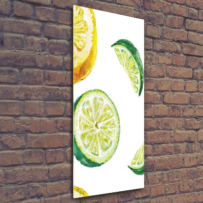 Quadro stampa su vetro acrilico verticale Lime e limoni