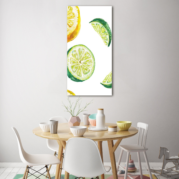Quadro stampa su vetro acrilico verticale Lime e limoni