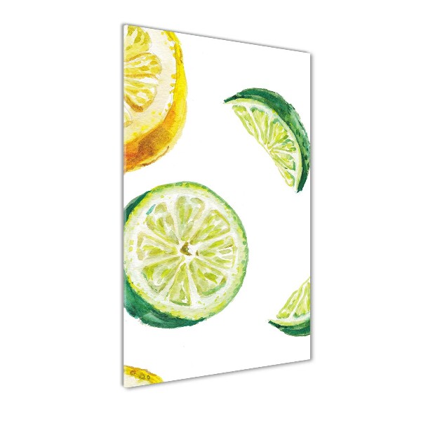 Quadro stampa su vetro acrilico verticale Lime e limoni