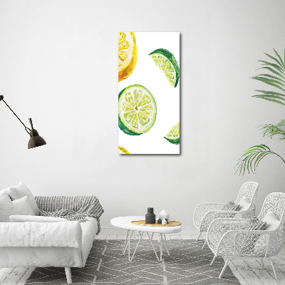Quadro stampa su vetro acrilico verticale Lime e limoni