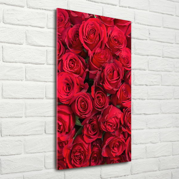 Quadro vetro acrilico verticale Rose rosse