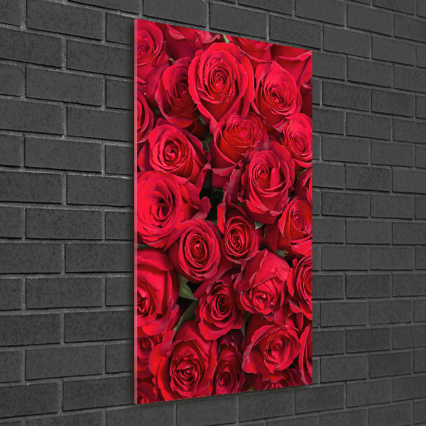 Quadro vetro acrilico verticale Rose rosse