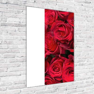 Quadro vetro acrilico verticale Rose rosse
