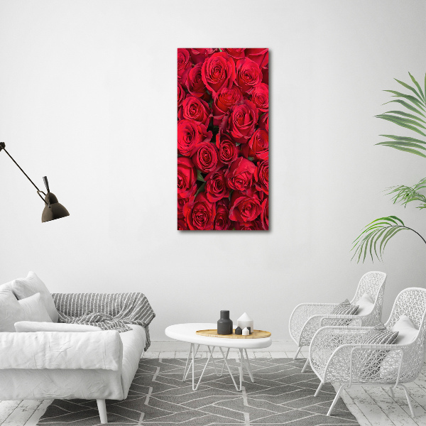 Quadro vetro acrilico verticale Rose rosse