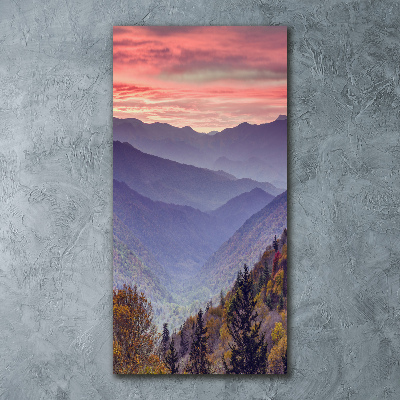 Quadro vetro acrilico verticale Nebbia sulle montagne