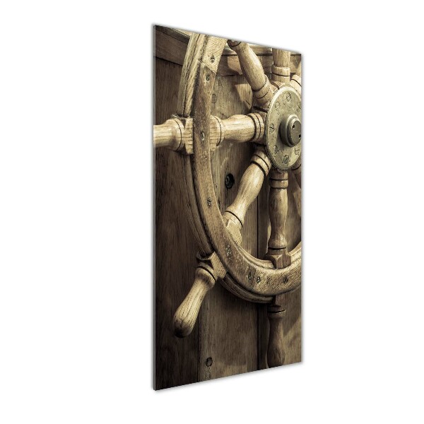 Quadro vetro acrilico verticale Il timone di uno yacht