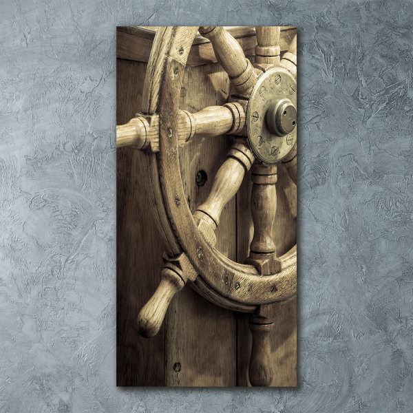 Quadro vetro acrilico verticale Il timone di uno yacht