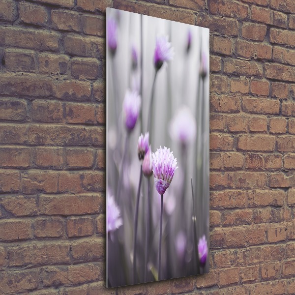 Quadro in vetro acrilico verticale Fiori di erba cipollina