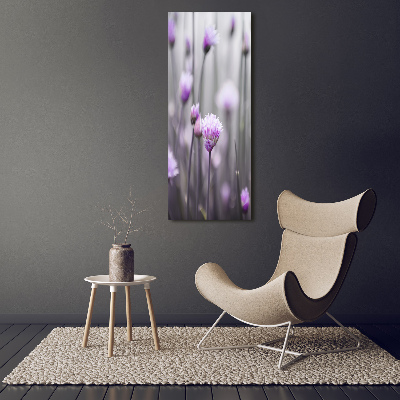 Quadro in vetro acrilico verticale Fiori di erba cipollina