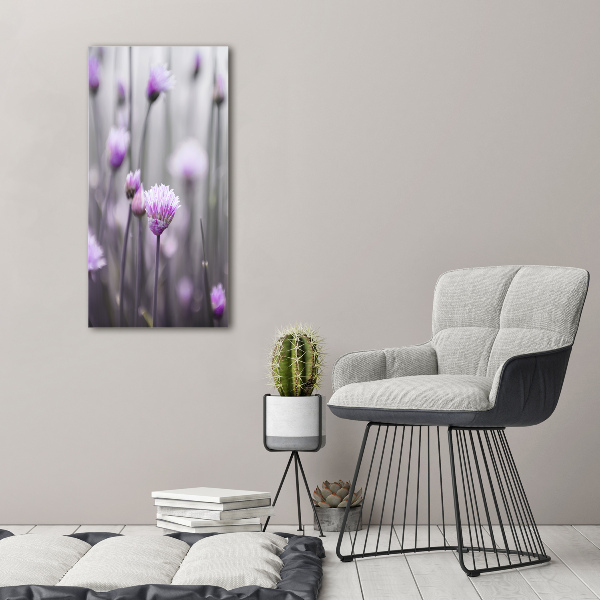 Quadro in vetro acrilico verticale Fiori di erba cipollina