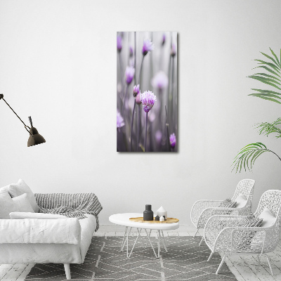Quadro in vetro acrilico verticale Fiori di erba cipollina