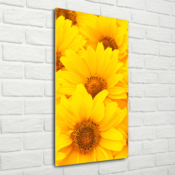 Quadro acrilico verticale Girasoli
