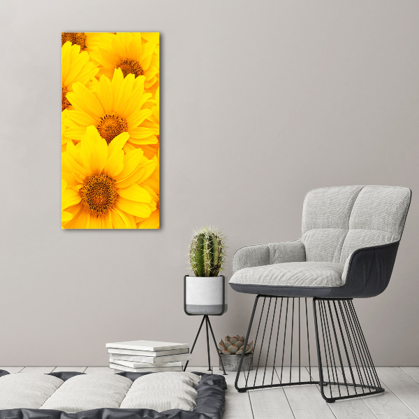 Quadro acrilico verticale Girasoli