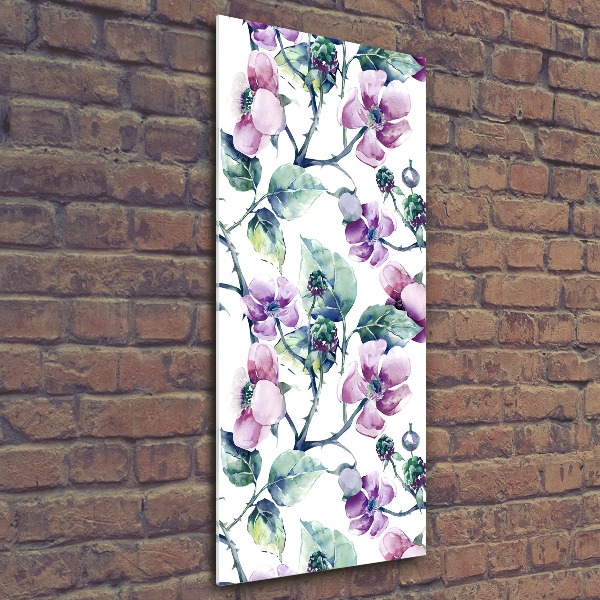 Quadro vetro acrilico verticale Fiori di mora
